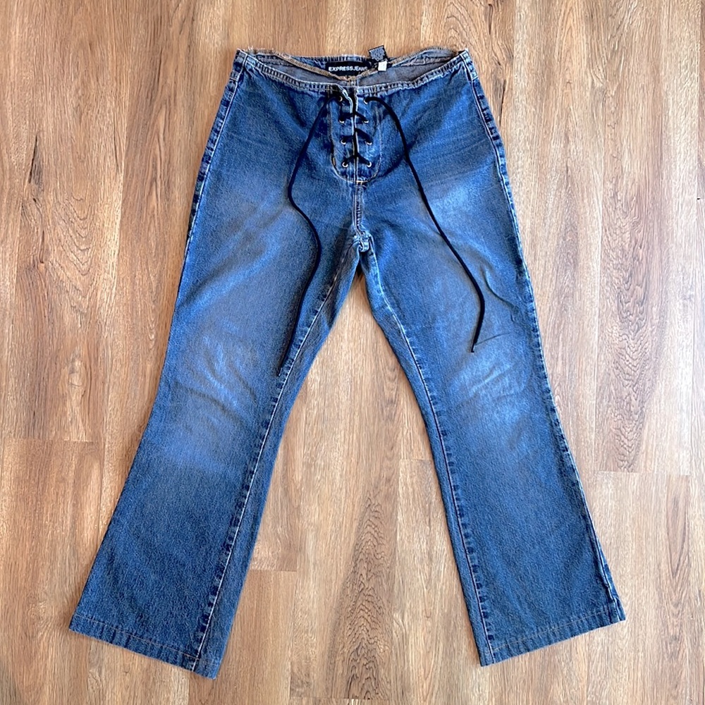 Vintage Express Jeans - size 3/4 - flared - cropped - high-waisted